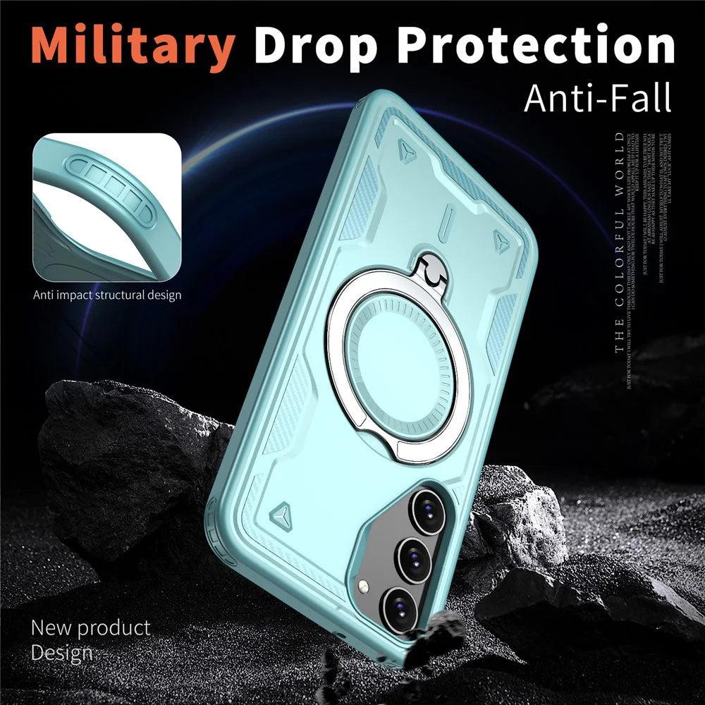 For Samsung Galaxy S23+ Case Magnetic Case Military Protection PC+TPU Kickstand Phone Cover - Baby Blue - 3