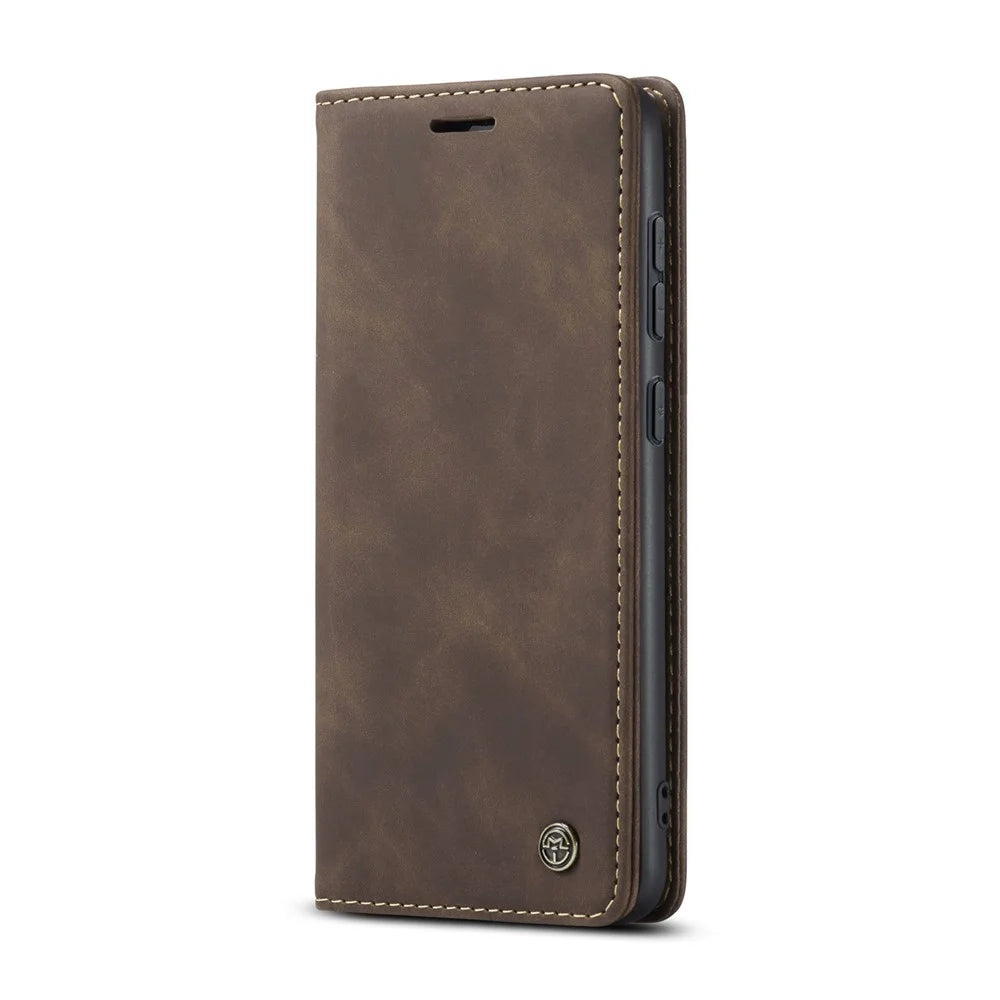 CASEME For Samsung Galaxy S24 FE Case  013 Series Card Holder Stand Leather Phone Cover - Coffee - 2