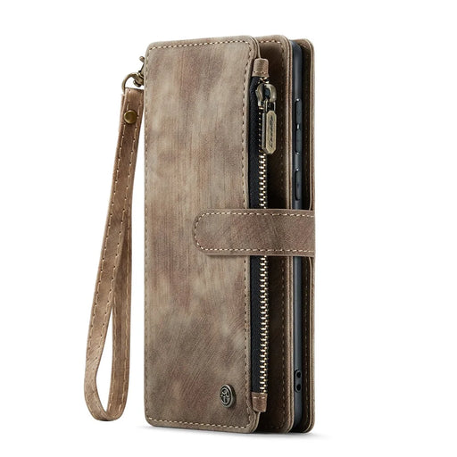 CASEME For Samsung Galaxy S24 FE Phone Cases with Strap  C30 Zipper Multiple Card Holder PU Leather Cover - Brown - 2