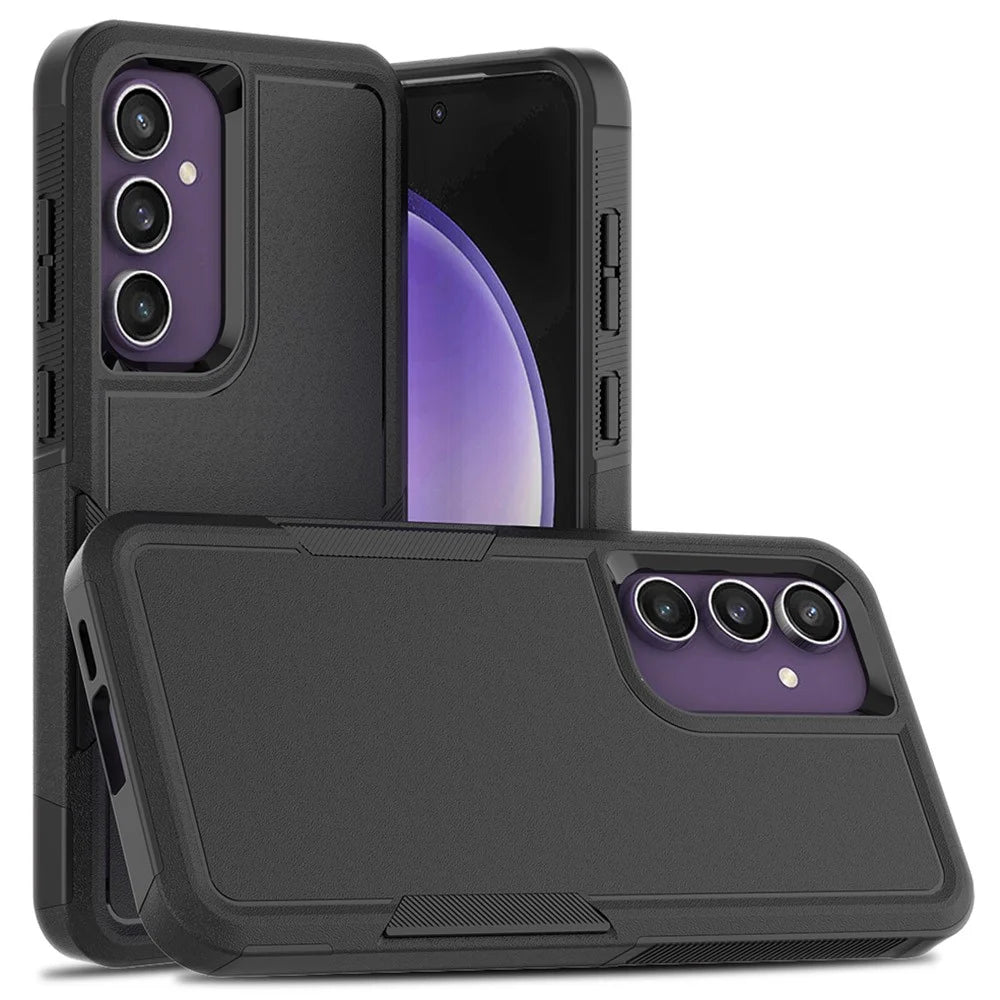 For Samsung Galaxy S24 FE Case 2-in-1 PC+TPU Shockproof Phone Cover - Black - 1