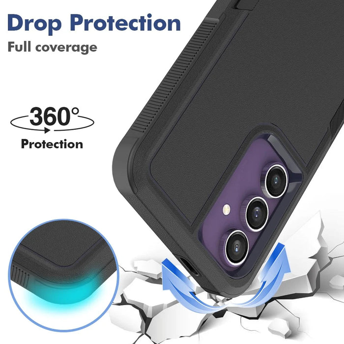 For Samsung Galaxy S24 FE Case 2-in-1 PC+TPU Shockproof Phone Cover - Black - 3