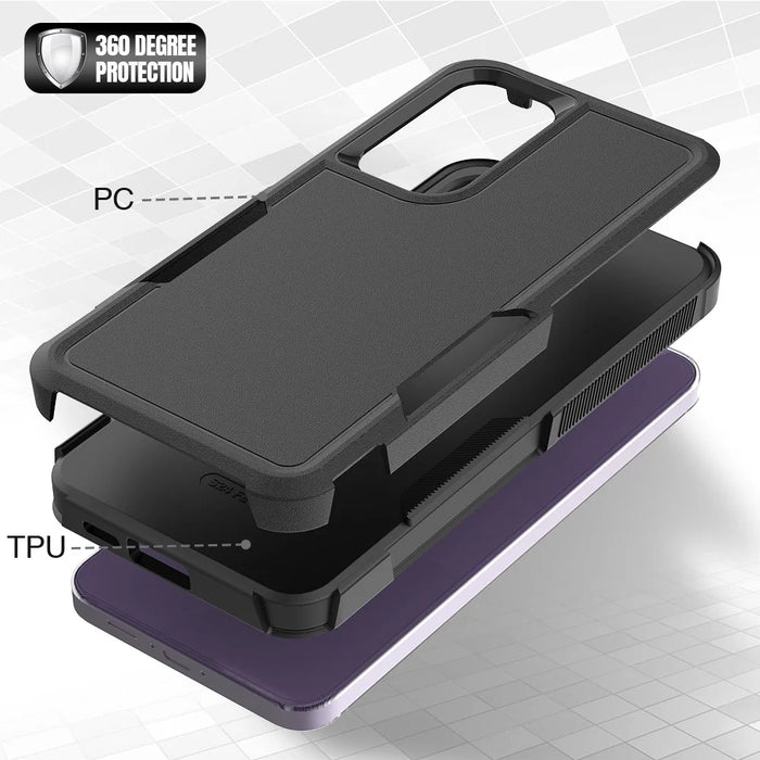 For Samsung Galaxy S24 FE Case 2-in-1 PC+TPU Shockproof Phone Cover - Black - 4
