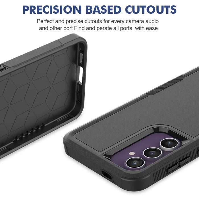 For Samsung Galaxy S24 FE Case 2-in-1 PC+TPU Shockproof Phone Cover - Black - 5