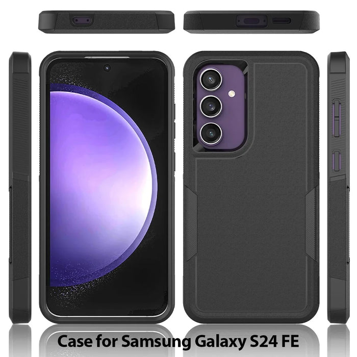 For Samsung Galaxy S24 FE Case 2-in-1 PC+TPU Shockproof Phone Cover - Black - 6