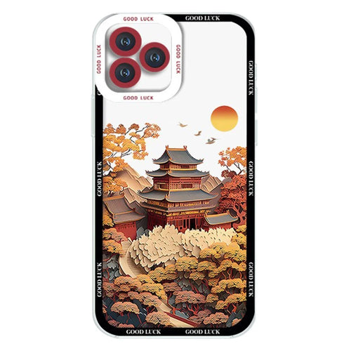For iPhone 15 Pro Case Aesthetic Oil Painting Landscape Clear TPU Phone Cover - ZJ2299 - 1