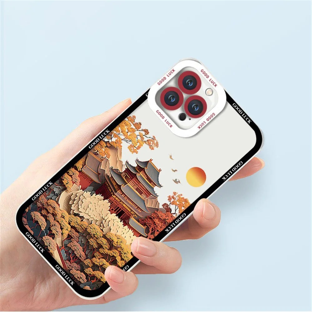 For iPhone 15 Pro Max Case Aesthetic Oil Painting Landscape Clear TPU Phone Cover - ZJ2299 - 2