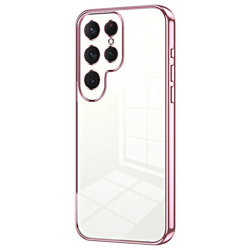 For Samsung Galaxy S25 Ultra Case Electroplating Frame Soft TPU Phone Cover - Pink - 1