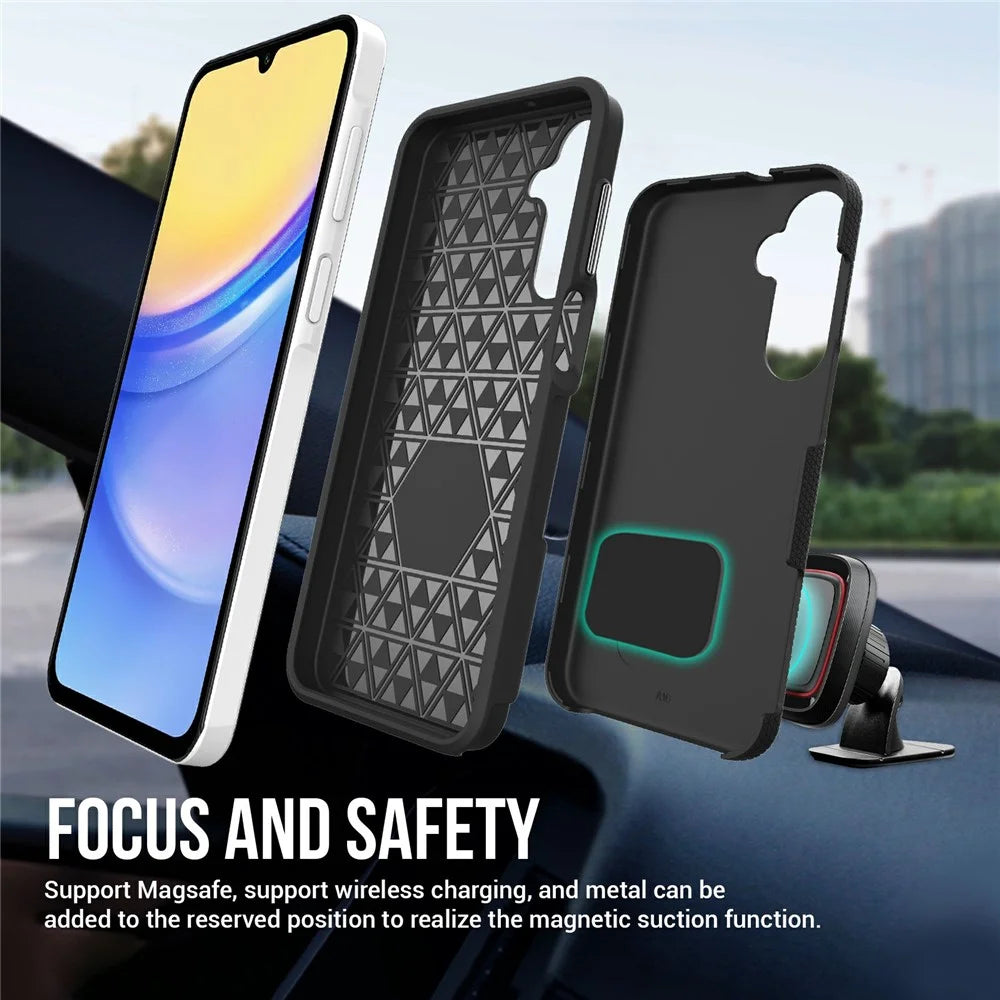 For Samsung Galaxy A18 5G / A18 4G / A17 4G / A26 5G / A16 5G / A16 4G Case TPU+PC Four Corner Anti-Drop Phone Cover - Black - 4
