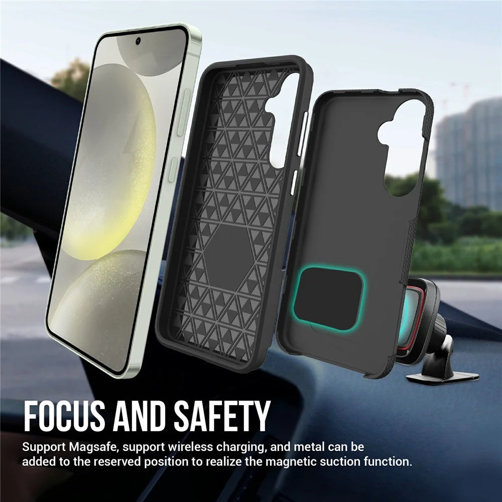 For Samsung Galaxy S24 FE Case TPU+PC Four Corner Anti-Drop Phone Cover - Black - 4