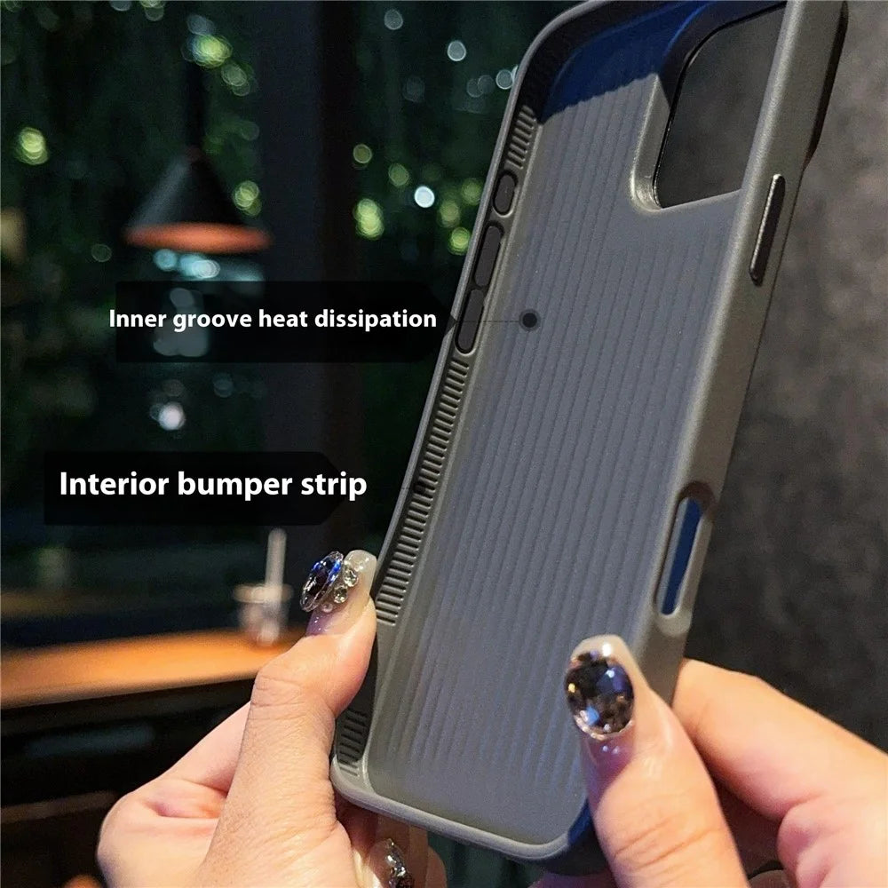 For iPhone 16 Pro Case Carbon Fiber Texture Leather+TPU+PC Skin-Touch Phone Cover - Black / Checkered - 3