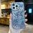 For iPhone 16 Pro Case Rhinestones Decor 3D Butterfly TPU Phone Cover with Glitter Paper - Blue - 2