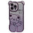 For iPhone 16 Pro Case Cute Bear Electroplating TPU Phone Cover with Gradient Glitter Paper - Purple - 1