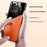 For iPhone 16 Pro Max Case Leather Coated PC+TPU Phone Back Cover - Orange - 3