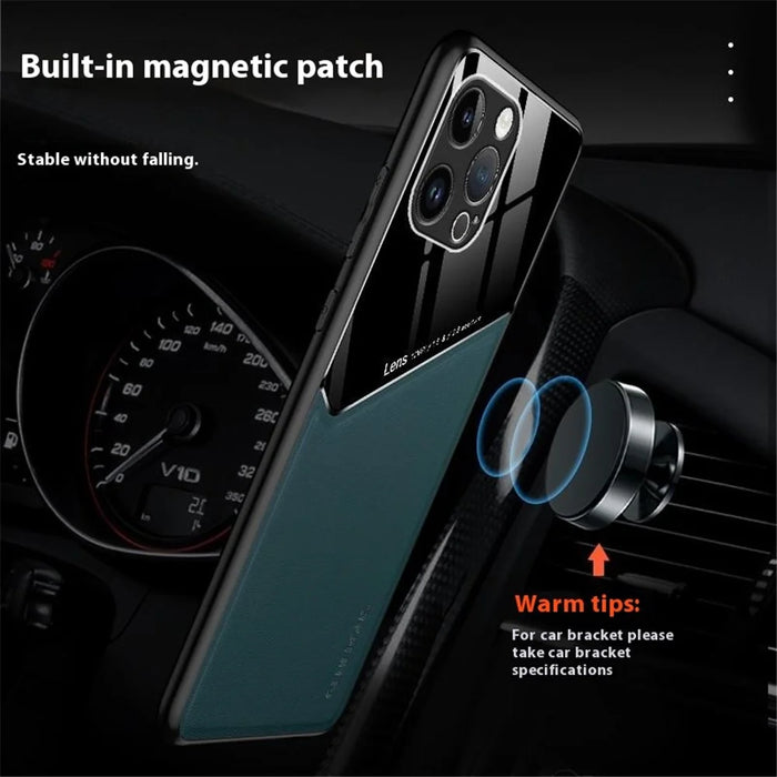 For iPhone 16 Pro Max Case Leather Coated PC+TPU Phone Back Cover - Orange - 6