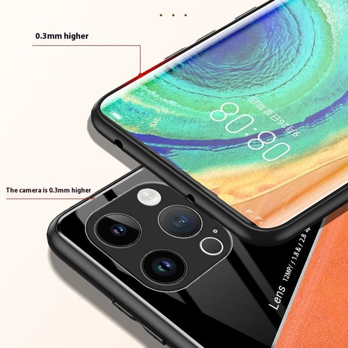 For iPhone 16 Pro Case Leather Coated PC+TPU Phone Back Cover - Orange - 5