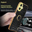 For iPhone 16 Plus Case Crocodile Texture Ring Kickstand TPU+Leather Electroplating Phone Cover - Black - 3