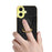 For iPhone 16 Plus Case Crocodile Texture Ring Kickstand TPU+Leather Electroplating Phone Cover - Black - 6