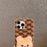 For iPhone 16 Pro Case Cute Furry Warm Plush Hard PC Winter Phone Cover - Bear - 6