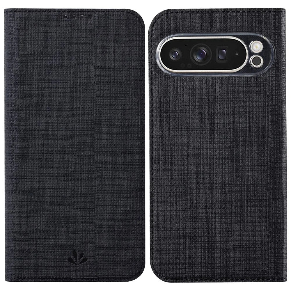 VILI DMX Series For Google Pixel 9 Pro XL Case Card Slot PU Leather Stand Phone Cover - Black - 1