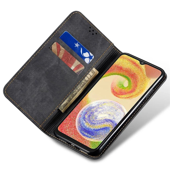 For Samsung Galaxy S25 Ultra Case Jeans Cloth Texture Anti-Scratch Leather Stand Phone Cover - Black - 2