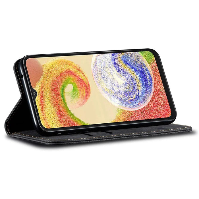 For Samsung Galaxy S25 Ultra Case Jeans Cloth Texture Anti-Scratch Leather Stand Phone Cover - Black - 3