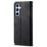 For Samsung Galaxy S25+ Case Jeans Cloth Texture Anti-Scratch Leather Stand Phone Cover - Black - 6