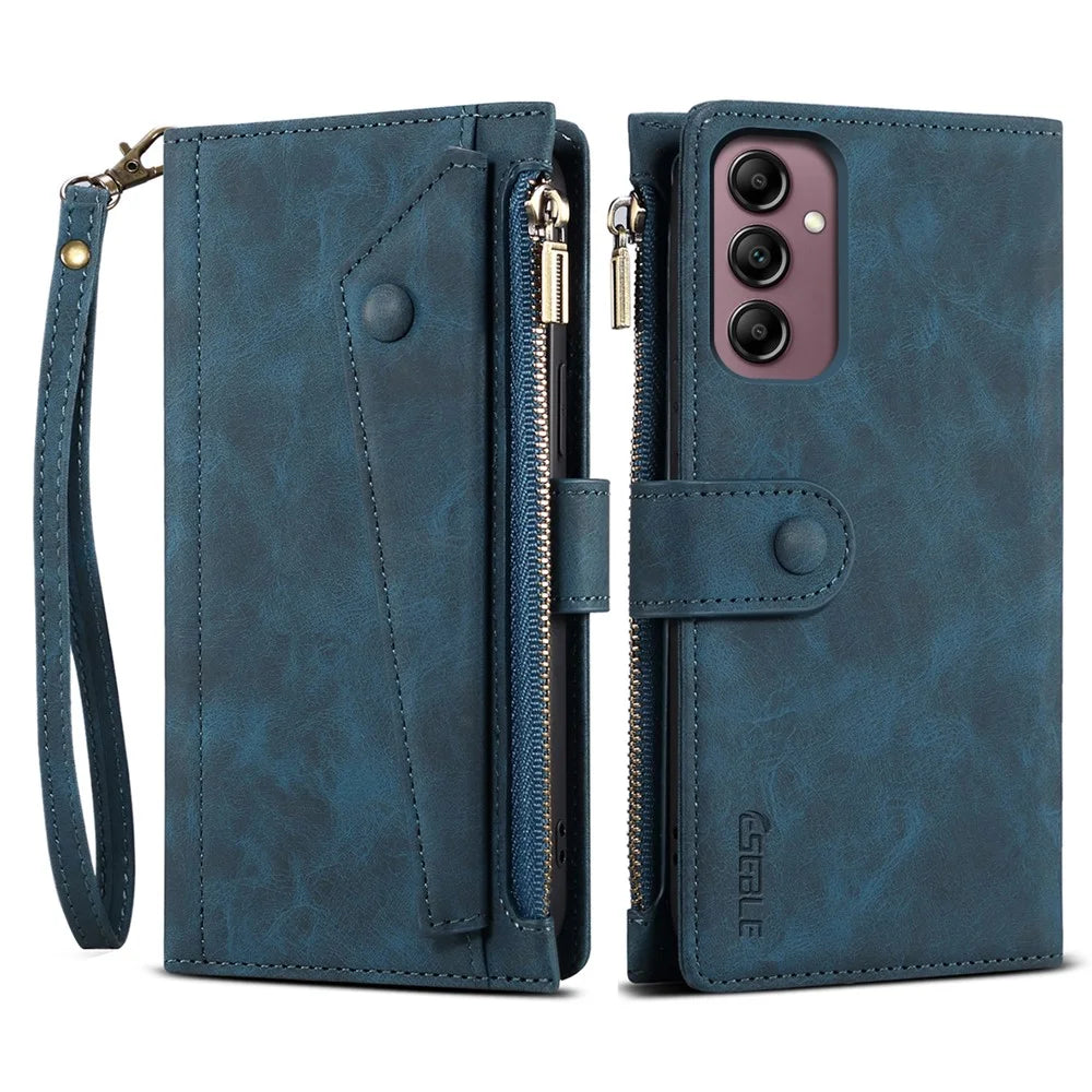 ESEBLE Star Series For Samsung Galaxy S25+ Case Zipper Wallet Leather Stand Phone Cover - Blue - 1