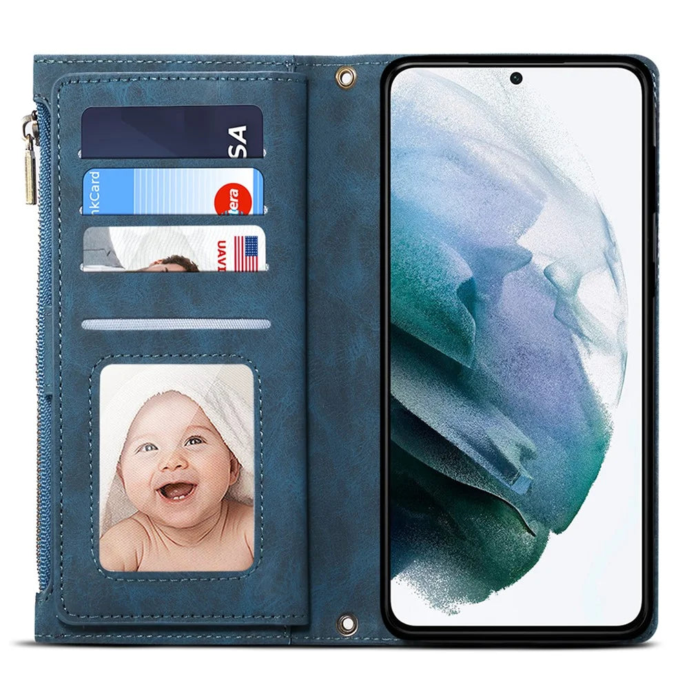 ESEBLE Star Series For Samsung Galaxy S25+ Case Zipper Wallet Leather Stand Phone Cover - Blue - 2
