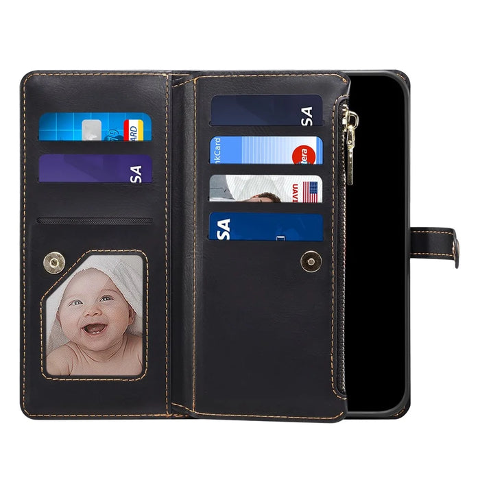 ESEBLE Galaxy Series For Samsung Galaxy S25 Ultra Case Leather Zipper Phone Cover RFID Blocking - Black - 4