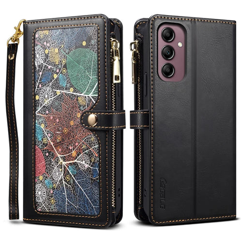 ESEBLE Galaxy Series For Samsung Galaxy S25+ Case Leather Zipper Phone Cover RFID Blocking - Black - 1