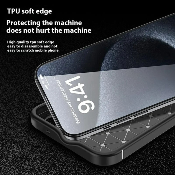 For iPhone 16 Plus Case Carbon Fiber Texture TPU Phone Cover Heat Dissipation - 3