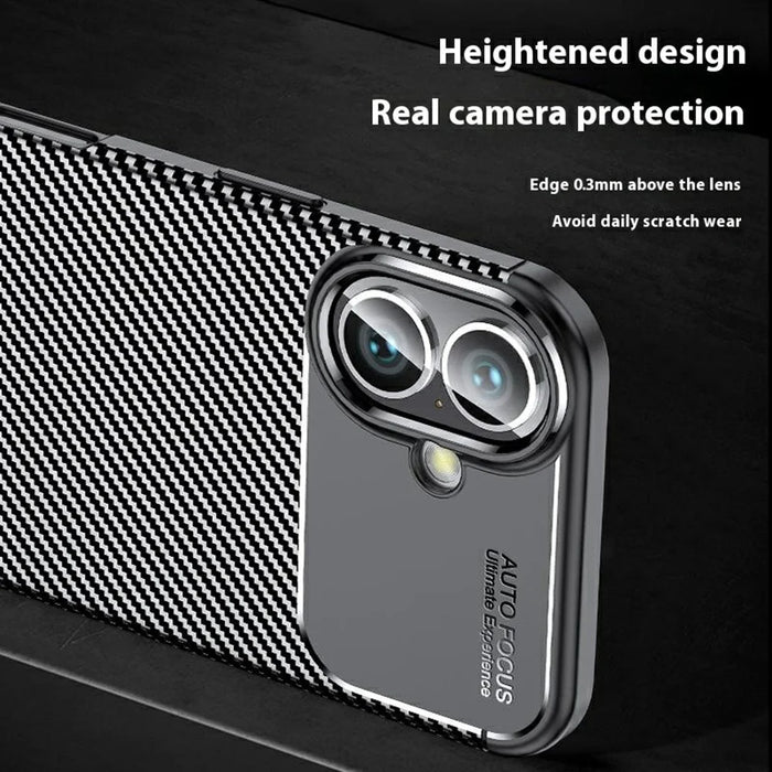 For iPhone 16 Plus Case Carbon Fiber Texture TPU Phone Cover Heat Dissipation - 4