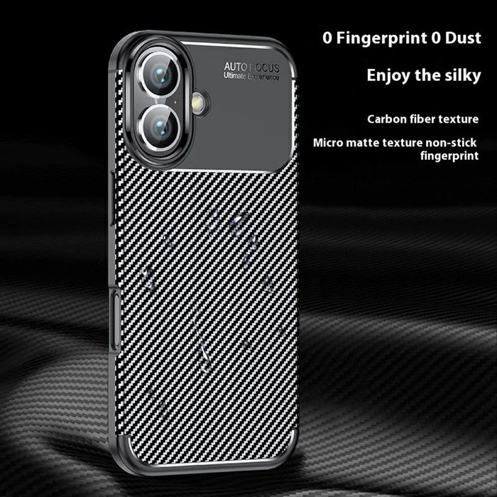 For iPhone 16 Plus Case Carbon Fiber Texture TPU Phone Cover Heat Dissipation - 5
