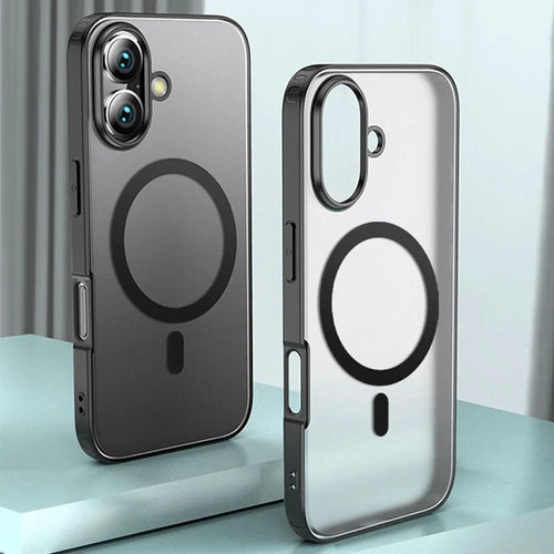 For iPhone 16 Case Compatible with MagSafe Shockproof PC + TPU Phone Cover - Black - 1