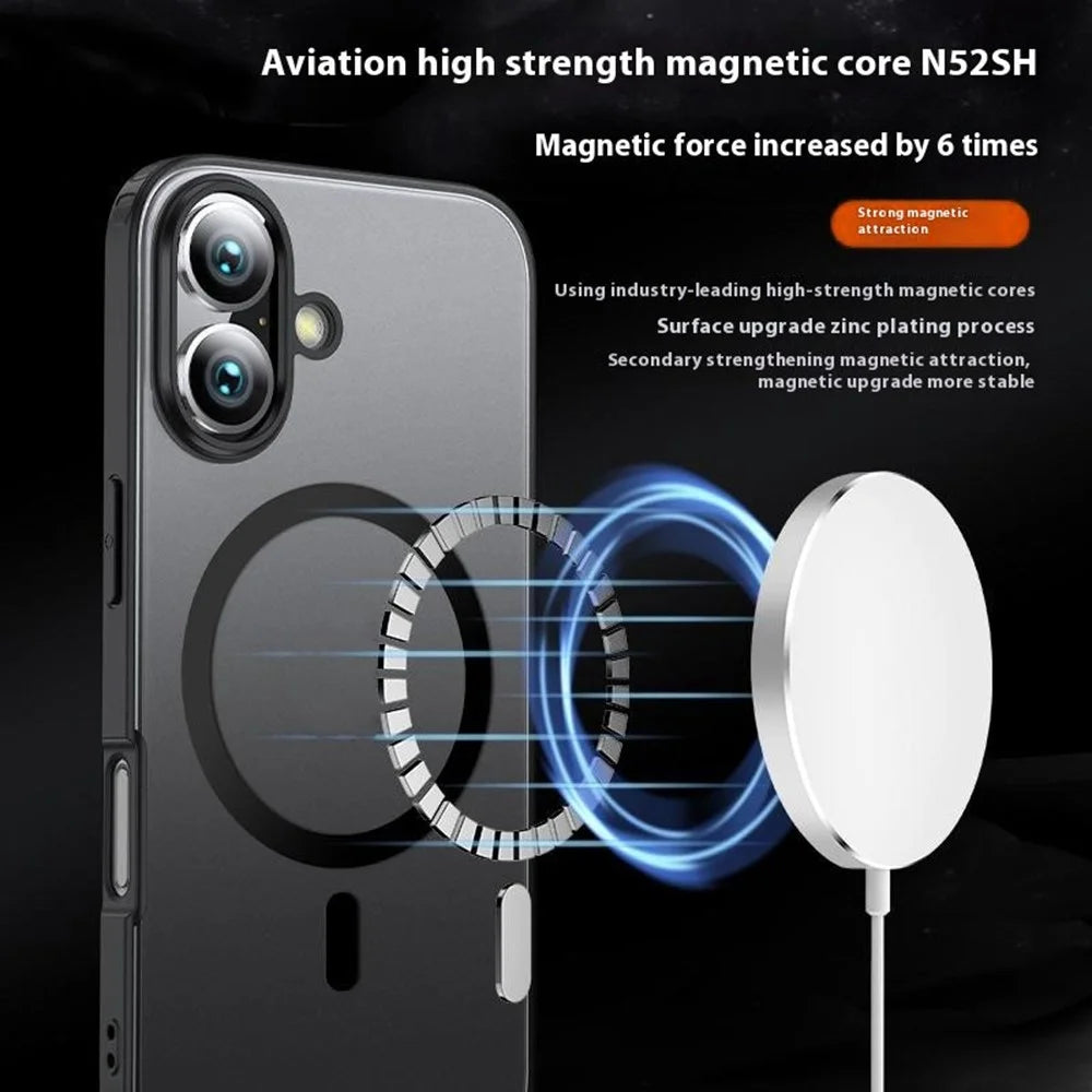 For iPhone 16 Case Compatible with MagSafe Shockproof PC + TPU Phone Cover - Black - 3