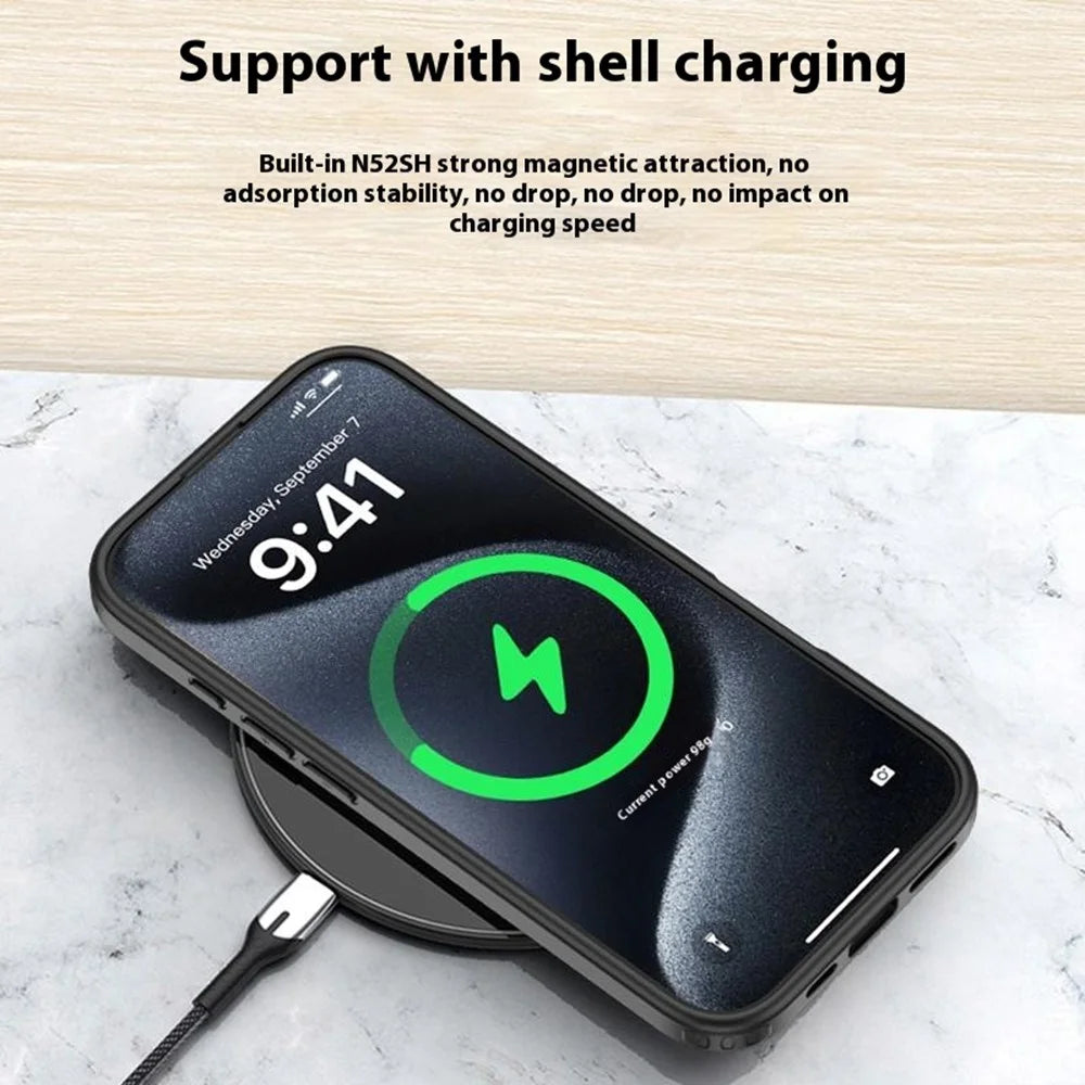 For iPhone 16 Case Compatible with MagSafe Shockproof PC + TPU Phone Cover - Black - 4