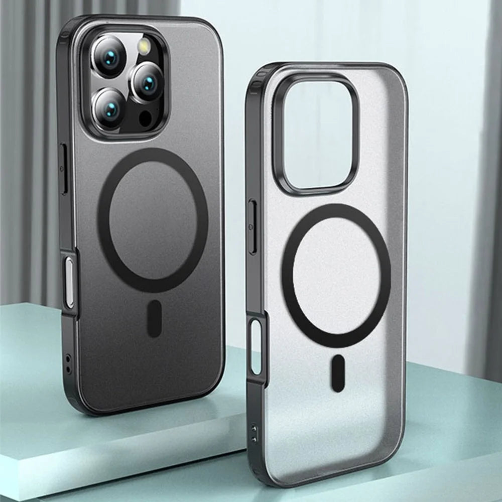For iPhone 16 Pro Case Compatible with MagSafe Shockproof PC + TPU Phone Cover - Black - 1