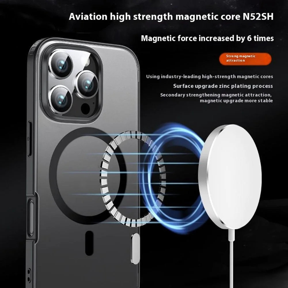 For iPhone 16 Pro Case Compatible with MagSafe Shockproof PC + TPU Phone Cover - Black - 3