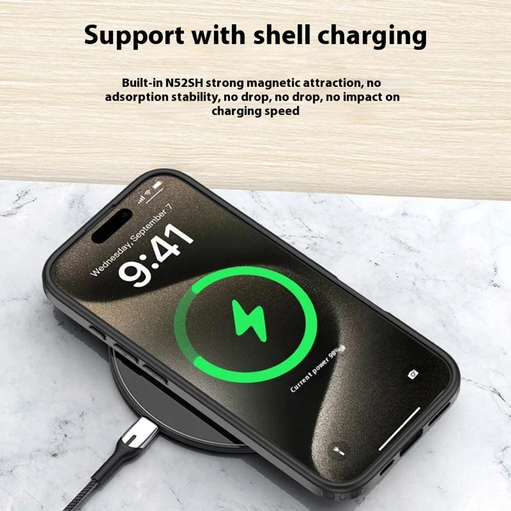 For iPhone 16 Pro Case Compatible with MagSafe Shockproof PC + TPU Phone Cover - Black - 4