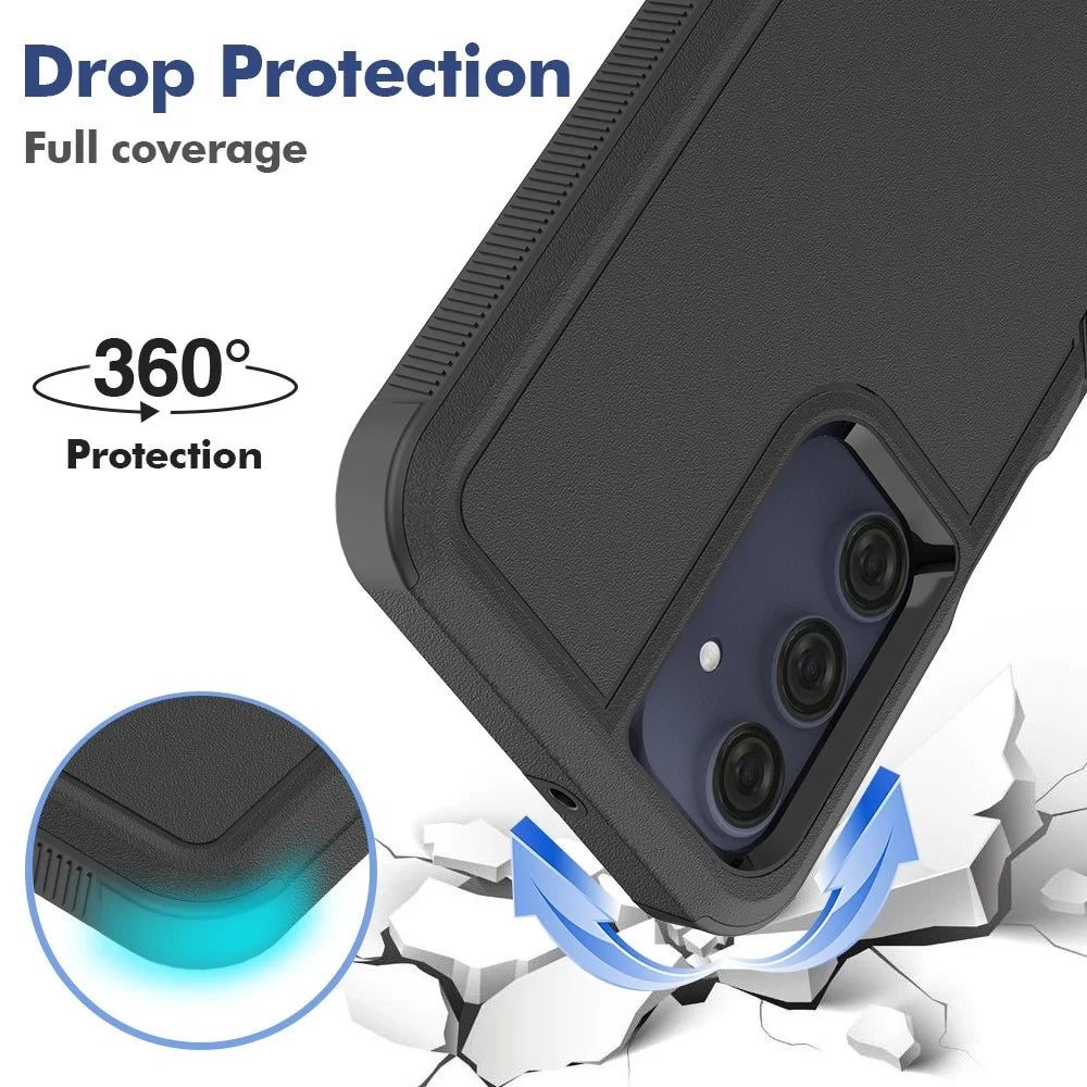 For Samsung Galaxy A16 5G / A16 4G Case 2-in-1 PC+TPU Shockproof Phone Cover - Black - 3