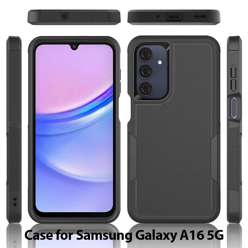 For Samsung Galaxy A16 5G / A16 4G Case 2-in-1 PC+TPU Shockproof Phone Cover - Black - 6