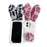 For iPhone 16 Case Fluffy Leopard Splicing Bunny Plush TPU Phone Cover - Black - 3