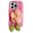 For iPhone 16 Pro Max Plush Phone Case 3D Flower Decor Fluffy TPU Back Cover - Pink - 1