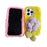 For iPhone 16 Pro Max Plush Phone Case 3D Flower Decor Fluffy TPU Back Cover - Pink - 2