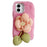 For iPhone 16 Plush Phone Case 3D Flower Decor Fluffy TPU Back Cover - Pink - 1