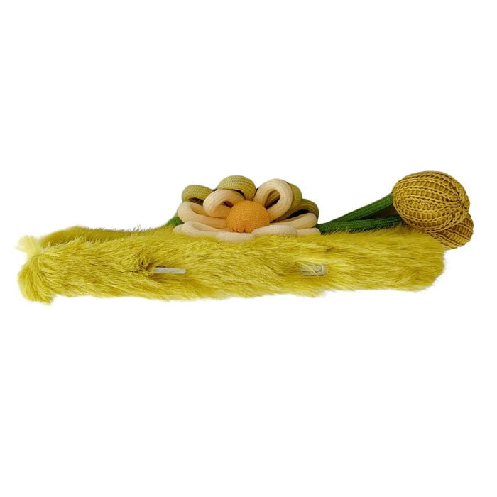 For iPhone 16 Pro Max Case Two Flowers Decor Outer Fluffy Plush Inner TPU Phone Cover - Green - 2
