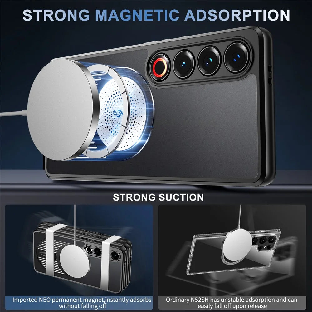 For Meizu 21 Pro Magnetic Case Heat Dissipation Aromatherapy Kickstand Silicone+PC Phone Cover - Black - 3