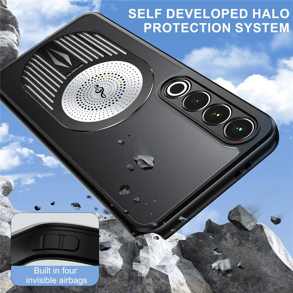 For Meizu 20 Pro Magnetic Case Heat Dissipation Aromatherapy Kickstand Silicone+PC Phone Cover - Black - 4