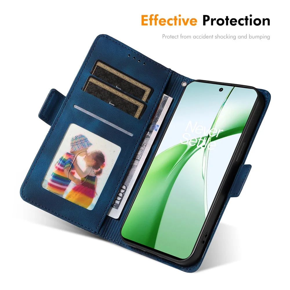 ENKAY For OnePlus Nord CE4 5G Wallet Case  Imprint PU Leather Phone Stand Cover with Tempered Glass - Black - 5