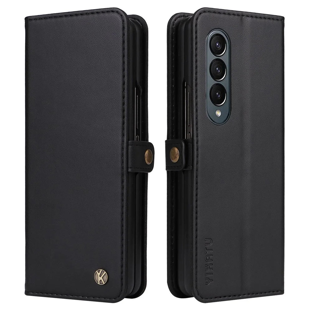YIKATU YK- 001 for Samsung Galaxy Z Fold4 5G Magnetic PU Leather  Cover Stand Inner TPU Shockproof Flip Wallet Cover - Black - 1